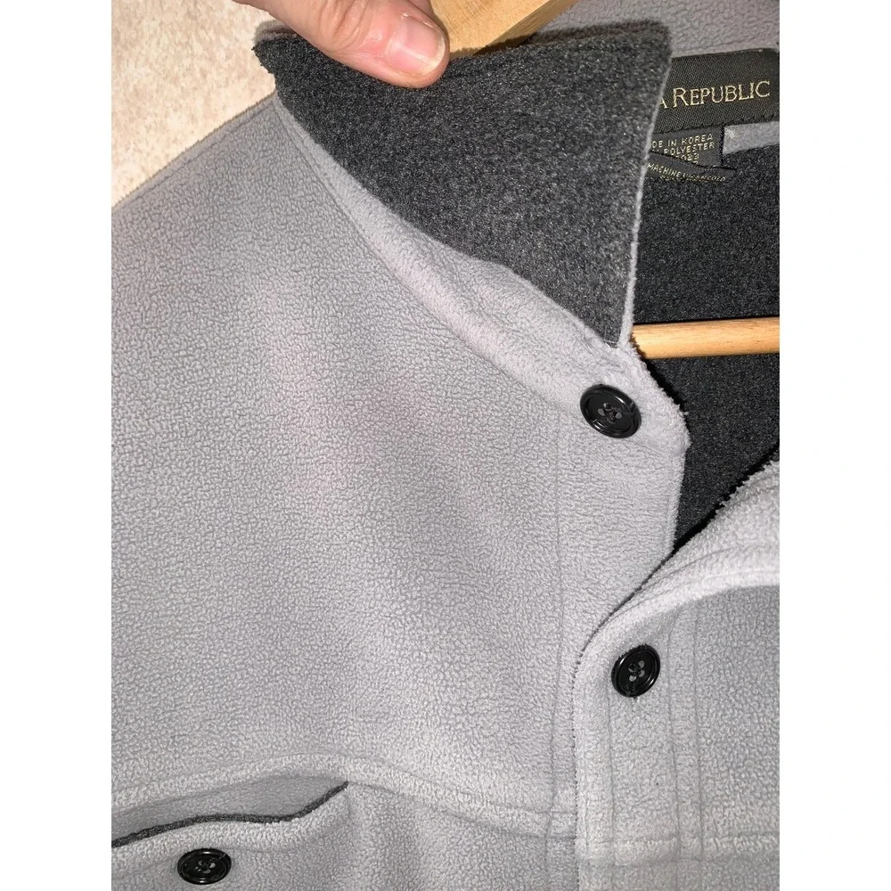 Banana Republic Mens XL Gray Fleece Jacket Button Front Midweight‎
